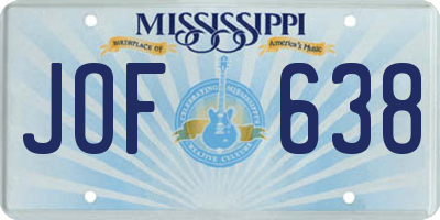 MS license plate JOF638