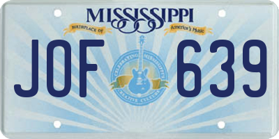 MS license plate JOF639