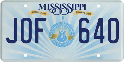 MS license plate JOF640