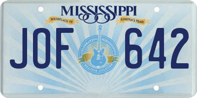 MS license plate JOF642