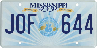 MS license plate JOF644