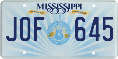 MS license plate JOF645