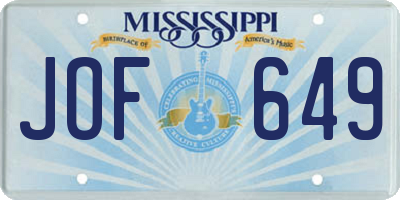 MS license plate JOF649