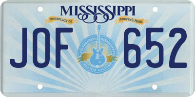 MS license plate JOF652