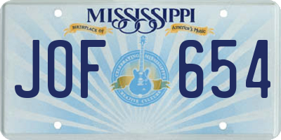 MS license plate JOF654