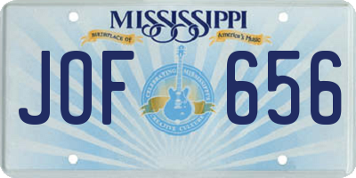 MS license plate JOF656