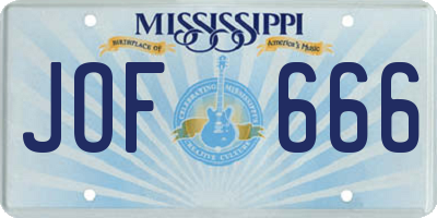 MS license plate JOF666