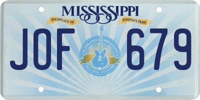 MS license plate JOF679