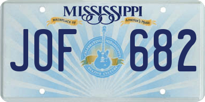 MS license plate JOF682