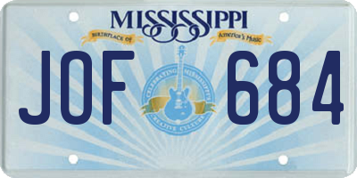 MS license plate JOF684