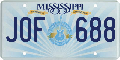 MS license plate JOF688