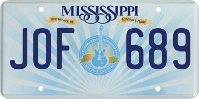 MS license plate JOF689