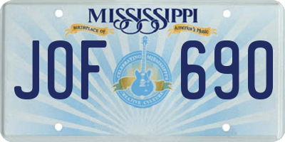 MS license plate JOF690