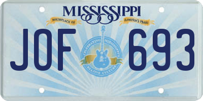 MS license plate JOF693