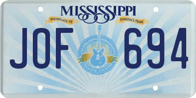 MS license plate JOF694