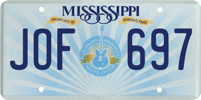 MS license plate JOF697