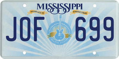 MS license plate JOF699
