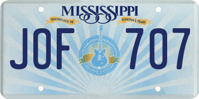 MS license plate JOF707