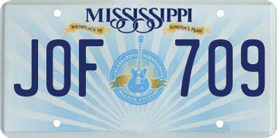 MS license plate JOF709
