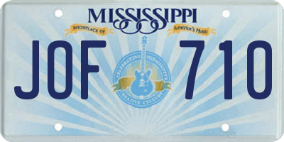 MS license plate JOF710