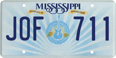 MS license plate JOF711
