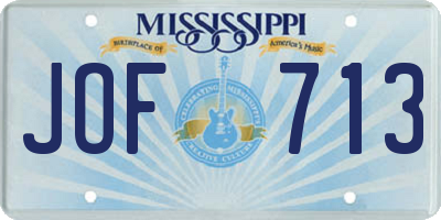 MS license plate JOF713