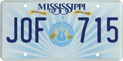 MS license plate JOF715