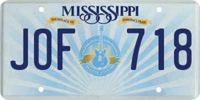 MS license plate JOF718