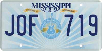 MS license plate JOF719