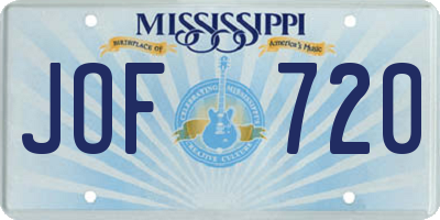 MS license plate JOF720
