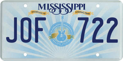 MS license plate JOF722