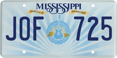 MS license plate JOF725