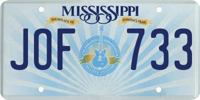 MS license plate JOF733