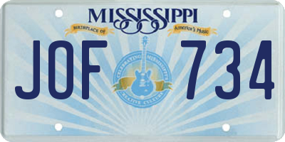 MS license plate JOF734