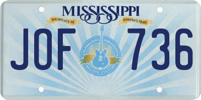 MS license plate JOF736