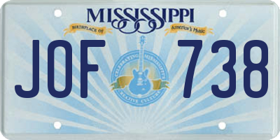 MS license plate JOF738