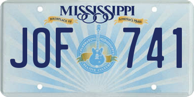 MS license plate JOF741