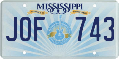 MS license plate JOF743