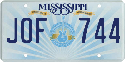 MS license plate JOF744