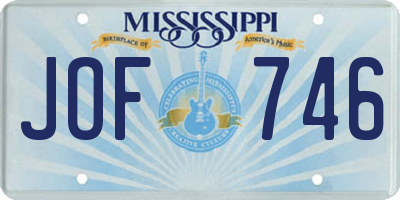 MS license plate JOF746