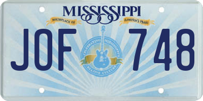 MS license plate JOF748