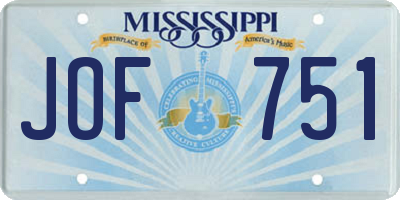 MS license plate JOF751