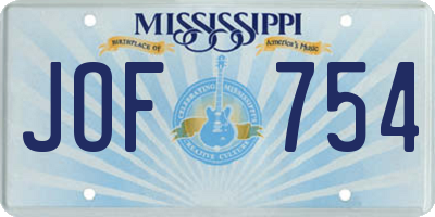 MS license plate JOF754