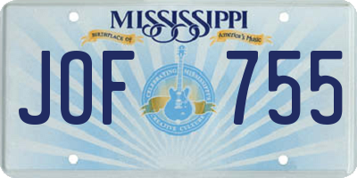 MS license plate JOF755