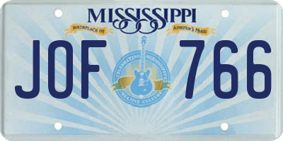 MS license plate JOF766