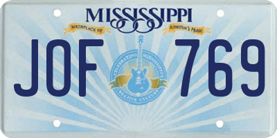 MS license plate JOF769