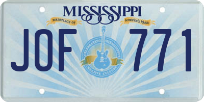 MS license plate JOF771