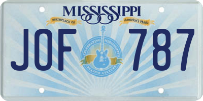 MS license plate JOF787