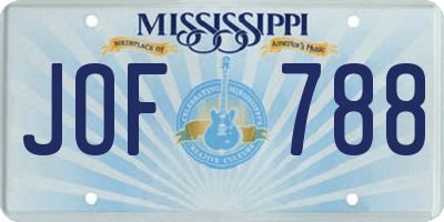 MS license plate JOF788