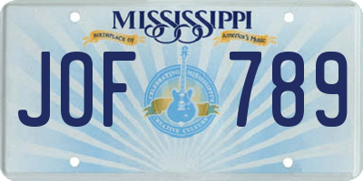 MS license plate JOF789